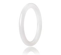 ZCCZJS Bracciale Bianco Giada Naturale per Donne Protezione curativa Buona Fortuna Gioielli Fengshui di Gemma Naturale per Moglie per Mamma (Bianco, 58-60 mm di Diametro)