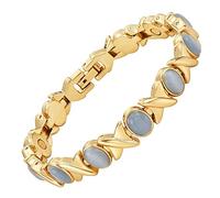 ZCCZJS Bracciale Charm Ladies Magnetic Guarigione magnetica Bracciale chiaro Verde Gerre Blu Stones Oro per donne Gioielli Brattale Giaccia Gollo Dono (Colore: MBA114G)