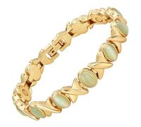 ZCCZJS Bracciale Charm Ladies Magnetic Guarigione magnetica Bracciale chiaro Verde Gerre Blu Stones Oro per donne Gioielli Brattale Giaccia Gollo Dono (Colore: MBA114G)