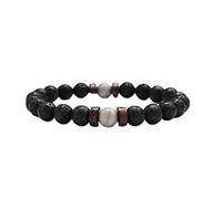 ZCCZJS Bracciale in pietra di lava uomo naturale Moonstone per tallone Chakra Bracciale Braccialette Heren braccia