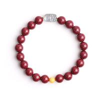 ZCCZJS Bracciale Naturale Gemma, Amulet Cinnabar Bracciale in Pietra di Luna gemella Naturale 8mm Fally Charming Beadcrystal Quartz Talisman per Denaro per la prosperità Buona Fortuna Red