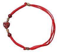 ZCCZJS Bracciale Naturale Gemma, Cinnabar Lucky Zodiac Animal Charm Fatto a Mano Intrecciata Intrecciata Intrecciata Intrecciata Attrarre Denaro Romantico in relazione alla prosperità Luck, Anklet,