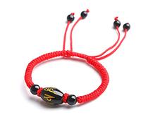 ZCCZJS Bracciale ossidiano Nero, Obsidian Red/Black String Wealth Bracciale Reiki Amulet Lucky Regola Regolabile off Bracciale malvagio Donna Uomini, Rosso