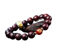 ZCCZJS Bracciale Perle, Legno di Sandalo Rosso Naturale Fortunato calatto di guanyin Agate Guardian Dio in Rilievo Bracciale Elastico Talismano Spirituale per Denaro per la ricchezza Buona Fortuna