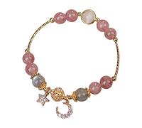 ZCCZJS Braccialet Ciliegia di Bracciale Verde Estate Femminile e prosperosa Carriera Perle in Cristallo a Mano in Rilievo