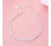 ZCCZJS Braccialetti a doppia catena d'argento a doppia catena per gioielli per il fidanzamento del matrimonio da donna