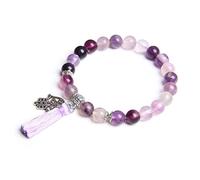 ZCCZJS Braccialetti di perline di gioielli di fascino, perle flioriti viola naturali Bracciale in rilievo, mano di braccialetti a sospensione fatima, bracciale elastico bracciale in cristallo