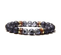 ZCCZJS Braccialetto gembo gioiello di gioielli, braccialetti vintage perline naturali labradorite perle di pietra di lava nera braccialetti di cristallo elastico gioielli cristallini reiki per uomini