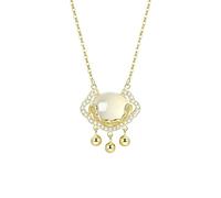 ZCCZJS Calcia di calcedonia Bianca Collana a Pendente Estate Lagola di Lusso Luxio Scolla Concentrica Ping Una Collana di Serratura per Donne