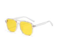 ZCCZJS Classici Occhiali da Sole Oversize retrò Donne Doppio Ponte Vintage Big Oval Oval Olandes Giacche Unisex Giallo Eyewear
