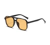 ZCCZJS Classici Occhiali da Sole Oversize retrò Donne Doppio Ponte Vintage Big Oval Oval Olandes Giacche Unisex Giallo Eyewear