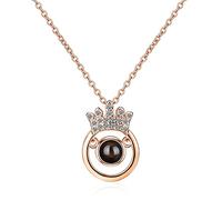 ZCCZJS Collana a Ciondolo, Boutique Pendant 925 100 Lingua I Love You with Crown Sproiection Romantic Love Memory Wedding // 40 cm Aggiungi 3,5 cm