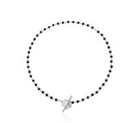 ZCCZJS Collana di Girocollo Corto Fiore Boho Semplice Cristalli Neri/Neri collane di Girocollo per Donne