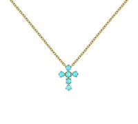 ZCCZJS Collana Girocollo con Croce in Argento Sterling 925, Oro Turchese, zirconi, Gioielli a Catena Lunga per Regalo di Nozze