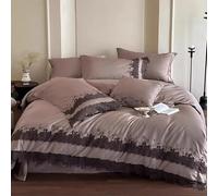 ZCCZJS Coperchio del Piumino Doppio per Letto Completo con Lenzuolo - Set da Letto a 4 Pezzi e 2 federe Cotone di Base Lungo per la Cura della Pelle B -1,5 m