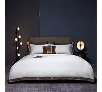 ZCCZJS Coperchio Trapunta per Letto Morbido 600tc Lungo Pinza Lunghe Cotone Ricamato Ricamato set4pcs Set da Letto Arancione Foglio (c: c, Colore: Piatto, Dimensione: Doppio 200x200cm)
