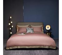 ZCCZJS Coperchio Trapunta per Letto Morbido 600tc Lungo Pinza Lunghe Cotone Ricamato Ricamato set4pcs Set da Letto Arancione Foglio (c: d, Colore: Piatto, Dimensione: Regina 200x220cm)