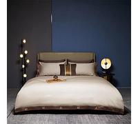 ZCCZJS Coperchio Trapunta per Letto Morbido 600tc Lungo Pinza Lunghe Cotone Ricamato Ricamato set4pcs Set da Letto Arancione Foglio (c: b, Colore: Piatto, Dimensione: Regina 200x230cm)