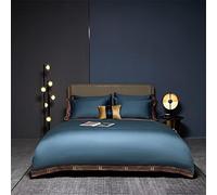 ZCCZJS Coperchio Trapunta per Letto Morbido 600tc Lungo Pinza Lunghe Cotone Ricamato Ricamato set4pcs Set di Biancheria da Letto Arancione Foglio (c: f, Colore: Piatto, Dimensione: Regina 200x230cm)