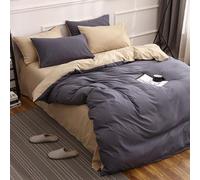 ZCCZJS Copertura Trapunta Reversibile a Colore Solido Set da Letto da Letto a 4 Pezzi Focelle con Pioggia di Cotone Lavato