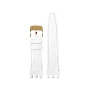 ZCCZJS Cowhide Watch Band compatibile con Swatch Svg Series SVGK402 403 SVGK406 409 Cinturino in pelle Special Interface 22mm (Silver Yellow)