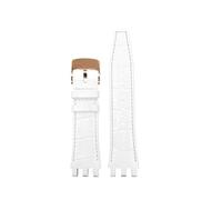 ZCCZJS Cowhide Watch Band compatibile con Swatch Svg Series SVGK402 403 SVGK406 409 Cinturino in pelle Special Interface 22mm (Silver Yellow)