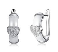 ZCCZJS Cuore Orecchini zirconici cubici pieni per Le Orecchie ceramiche per Donne Gioielli