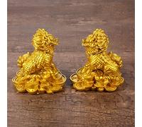 ZCCZJS Feng Shui Chi Lin/Kirin Statue Ornamenti, Set Cinese di Due Statue di prosperità della ricchezza Kirin Kirin Kirin, attirano ricchezza e buona Fortuna per la Decorazione degli uffici