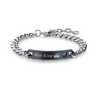 ZCCZJS Il suo re la Sua Regina Coppia Braccialetti con Amante della Pietra critica Crown Charm Braccialetti per Donne Uomini