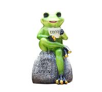 ZCCZJS Il Vero caffè Mi Fa Saltare in Resina Rana Scultura per Decorazioni da Giardino per Figurine d'Arte del Cortile del Patio Esterno, Statue di Rana dell'arredamento da Giardino