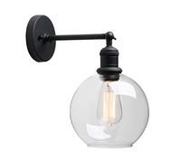 ZCCZJS Illuminazione a soppalco Industriale Bar con Le luci murali, Lampada a Parete Nera Vintage con Una tonalità in Vetro Trasparente da 7,9 "per la Cucina per la Camera da Letto del