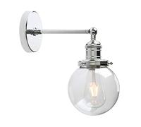 ZCCZJS Illuminazione Industriale a soppalco Vintage Bar con Le luci murali con Pale, luci a Parete in Vetro Globo per Bagno Cucina Camera da Letto caffetteria Ristorante (Spazzolato)