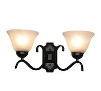 ZCCZJS Lampada da Parete della personalità Creativa, capezzale in Ferro battuto a Doppia Testa con appuntamento con funce murale del Paralume in Vetro, Lanterna da Parete dell'illuminazione