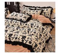 ZCCZJS Lana Francese v-intage Rosa in Pizzo blanced Biancheria da Letto Singolo Copripiumino Set Foglio Foglio Foglio Cuscino, Foglio di federe Set 4 Pezzi UI