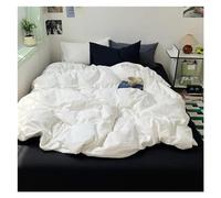 ZCCZJS Letto, Set di Copertura del Piumino Reversibile Blu Nero al 100% in Lino in Cotone Lavata con Doppio Set da Letto per Adolescenti a Doppia Regina.