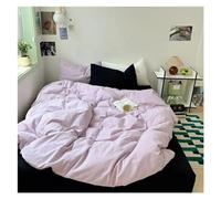 ZCCZJS Letto, Set di Copertura del Piumino Reversibile Blu Nero al 100% in Lino in Cotone Lavata con Doppio Set da Letto per Adolescenti a Doppia Regina.
