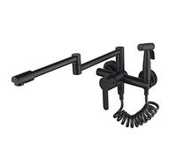 ZCCZJS Mixer Cucina a Colpa a Parete montata a Pieghevole Pieghevole e Fredda Universale girady con Pistola Spray Cucina Lavare Il Rubinetto-Nero-Nero