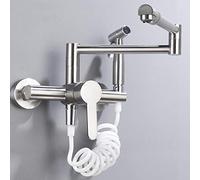 ZCCZJS Mixer Cucina a Colpa a Parete montata a Pieghevole Pieghevole e Fredda Universale girady con Pistola Spray Cucina Lavare Il Rubinetto-Nero-Nero