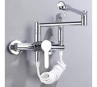 ZCCZJS Mixer Cucina a Colpa a Parete montata a Pieghevole Pieghevole e Fredda Universale girady con Pistola Spray Cucina Lavare Il Rubinetto-Nero-Nero
