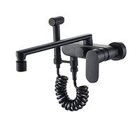 ZCCZJS Mixer Cucina Tocco a Parete a Parete Montato Il lavandino Nero Rubinetto in Ottone Caldo e Freddo Acqua Girevole Cucina cucina-25 cm