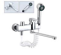 ZCCZJS Montaggio a Parete Rubinetto del lavandino, spruzzatore, Pistola a spruzzo, Rubinetto della valvola dell'Acqua Calda e Fredda, lavandino del bucato, rotabile, Chrome del Rubinetto a