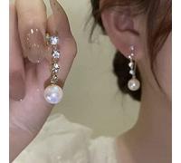 ZCCZJS Orecchini di Perle Brillanti intarsiati zircone per Le Donne Regalo di Compleanno di Gioielli da Sposa