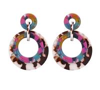 ZCCZJS Orecchini Pendenti a Forma di Cerchio in Acetato di Granito colorato Rotondo Stile Occidentale per Orecchini a Bottone da Donna, Nome Colore: Multicolore (Colore : Multicolor)