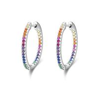 ZCCZJS Orecchini Scintillanti del Colore Arcobaleno Circle Orecchini a Cerchio di Zirconia per Gioielli da Sposa