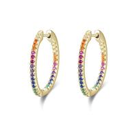 ZCCZJS Orecchini Scintillanti del Colore Arcobaleno Circle Orecchini a Cerchio di Zirconia per Gioielli da Sposa