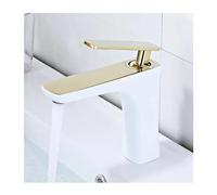 ZCCZJS Rubinetti del bacino da bagno rubinetti a bacino idrico caldo e freddo mixer tocco bianco oro finitura in ottone lavello per lavello crane cromata, rubinetto del lavello da cucina