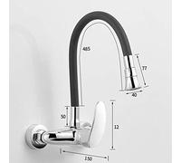 ZCCZJS Rubinetto a Parete a Parete Rubinetto da Cucina a Parete, Multifunzione, Rame, Montato a Parete, lavandino, Rubinetto, Girevole Universale- [Tubo a 7 Parole-maneggio up]