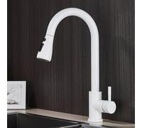 ZCCZJS Rubinetto da Cucina a 360 ° Ruota a Rotazione - Tocca del Mixer a 2 Vie con Manico Singolo, Acqua Calda e Fredda, Design Bianco Moderno per Un Facile utilizzo della Cucina