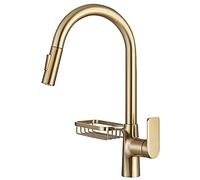 ZCCZJS Rubinetto da cucina con tiro verso il basso, ad arco alto 360 ° girevole tra allungamento del lavello cucina ponte monte a mano singola maniglia cucina con scatola di sapone (grigio)