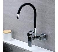 ZCCZJS Rubinetto, Rubinetto a Doppio Buco a Manico a Manico, Nero, rubinetti da Cucina a Parete, Piscina per Lavanderia a bagnomaria, Rubinetto dell'Acqua Calda e Fredda, Maniglia Giù Universale.